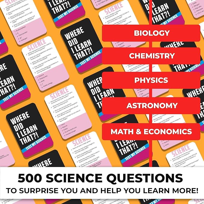 Trivia Card Games for Adults — Family Board Games for Teens and Adults | 500 Science Questions Trivia Cards with Answers – Fun Party Game for Family Game Night