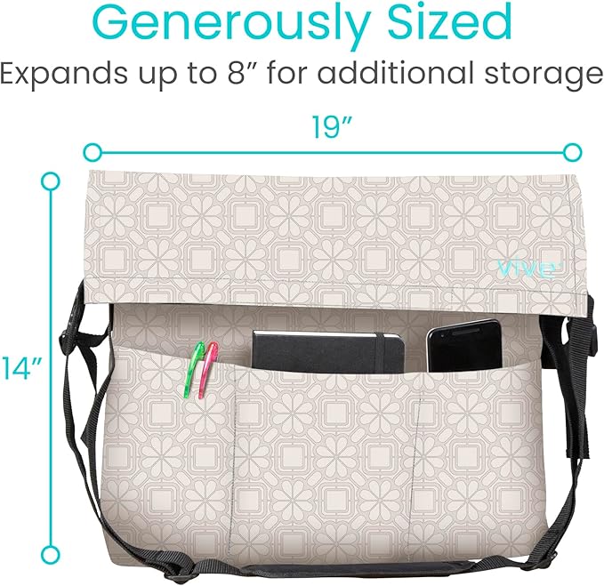 Vive XL Wheelchair Accessories Bag - Waterproof, Scratch-Resistant, Double-Stitched, Machine Washable for Adults, Seniors, 15 Colors - Storage Walker Backpack to Hang on Back