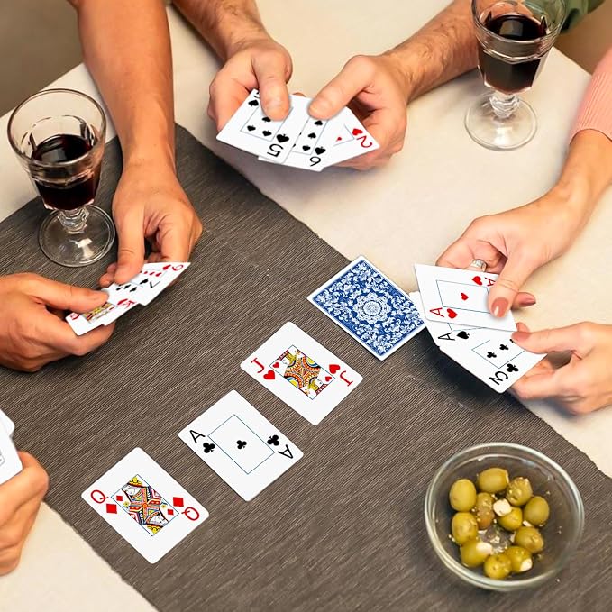 Plastic Playing Cards Waterproof Cards Poker Card 2 Pack Playing Card Large Print for Adults Seniors, Deck of Card Set Poker Cards for Beach Trip Pool Party Games (Blue)