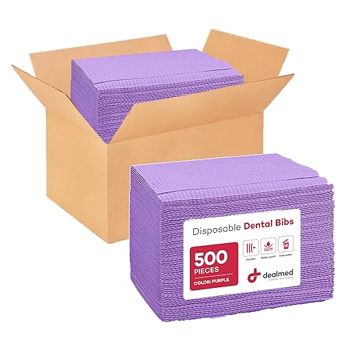 Dealmed Disposable 13.5" x 18" Dental Bibs, 2-Ply Tissue/Poly, Bulk Tattoo Bibs, Great for First Aid Kits and Medical Facilities (Purple, Case of 500)