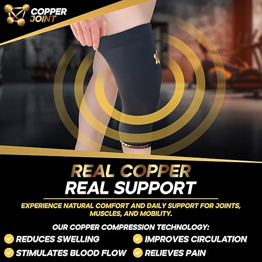 CopperJoint Knee Compression Sleeve Knee Support for Women & Men - Breathable Copper Infused Nylon - Non-Slip - For Pain Relief, Recovery, Swelling & Circulation – Single Sleeve Only (Small)