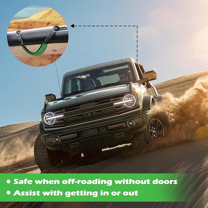 SEVEN SPARTA 4pack Roll Bar Grab Handles for Ford Bronco 2021-2026 2/4 Door | No Drill Install, Color-Matched Paracord Handles, Uses Factory Bolts, Sturdy & Comfortable Grip for 2021-2026 Bronco 2/4 Door