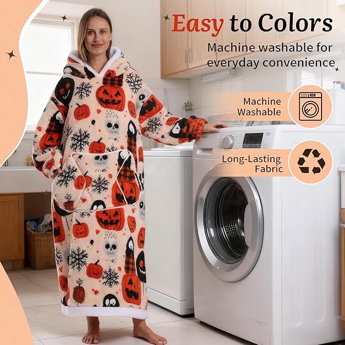 Blanket Hoodie, Long Hooded Blanket Sweatshirt as Birthday Gifts for Women Men, Long Wearable Blanket for Women Men.