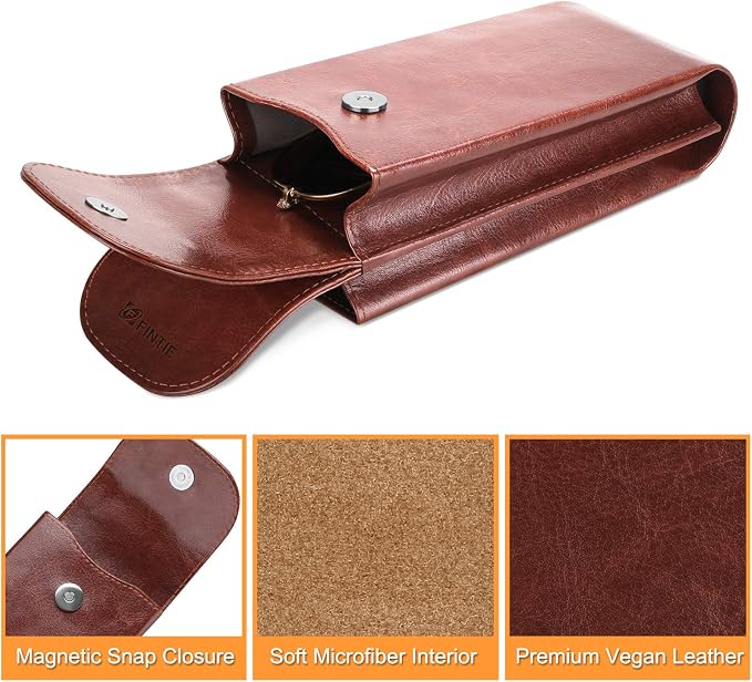 FINTIE Double Glasses Case with Carabiner Hook, Portable Vegan Leather Eyeglass Case Anti-scratch Sunglasses Pouch