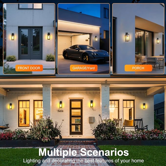 16 Inch Motion Sensor Dawn to Dusk Outdoor Sensor Light Fixture Anti-Rust Exterior Wall Lighting Waterproof Outdoor Wall Lantern for Porch Patio Front Door Garage - 2 Pack
