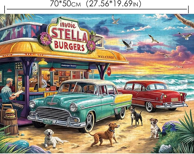 Puzzles for Adults 1000 Pieces,Seaview Campground Jigsaw Puzzle with 1:1 HD Poster, Perfect Interlocking No Dust, Stress Relief Ideal Gift for Family Games