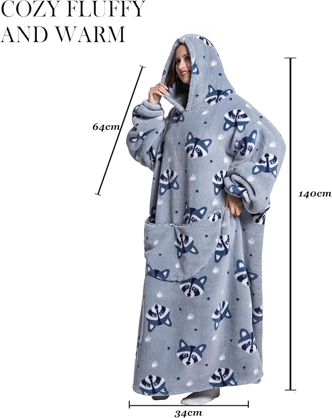 Blanket Hoodie, Long Hooded Blanket Sweatshirt as Birthday Gifts for Women Men, Long Wearable Blanket for Women Men.