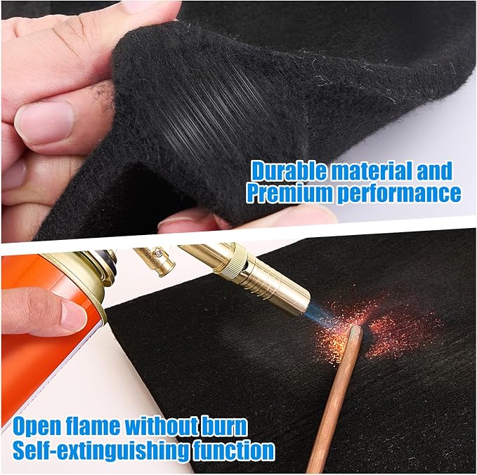 WISSCOOL 10MM Thick 40x40 Inch Fireproof Welding Blanket, 10mm Thickened Pad Fire Resistant Carbon Felt Cloth Flame Retardant Fabric Protector Pad for Soldering Firepit Smoker