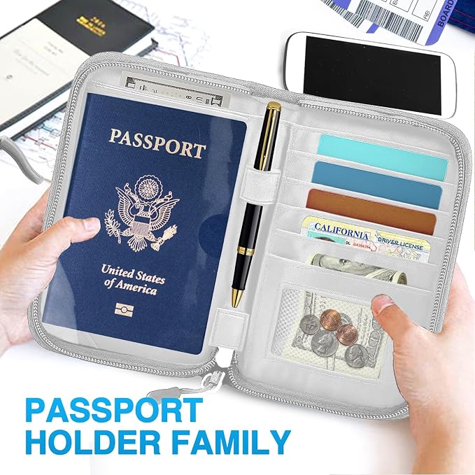 Passport Holder for Travel, Women Rfid Blocking Passport Wallet, Travel Essentials Premium Wallets, Waterproof Passport Holders Bag for Men Traveling, Travel Document Organizer Credit Cards Case