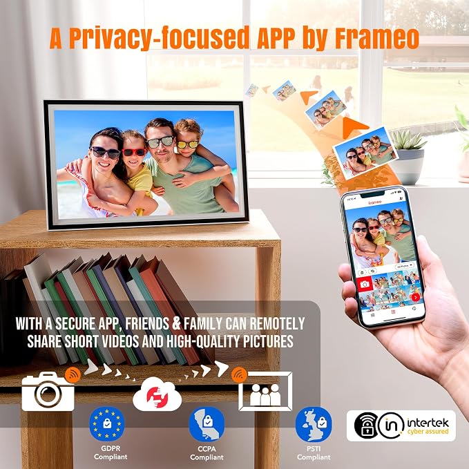 KPKUE Smart WiFi Digital Picture Frame - 15.6-inch Full HD Touchscreen, 64GB Electronic Photo Frame Wall Mountable for Home Decor, Supports USB&SD Card, Share Precious Memories via Frameo App Anywhere