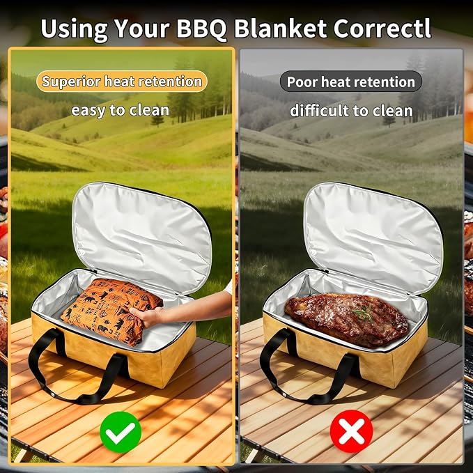 BBQ Blanket for Resting Meat, Meat Resting Blanket for Grilling Accessories, Reusable Smoker Grilling Meat Insulated Resting Bag, BBQ Accessories for Large Brisket, Gifts for Men & Dad