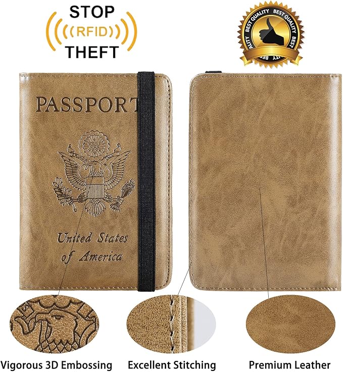 Passport Holder, Travel Essentials, Passport Cover, RFID Travel Wallet | Passport Wallet, Travel Accessories, RFID Blocking, Synthetic Leather Card Case, International Must Haves, For Women Men