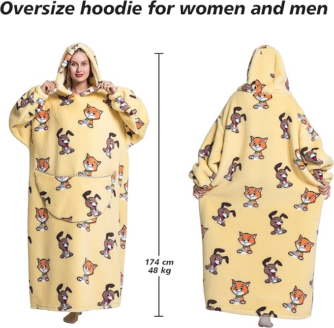 Blanket Hoodie, Long Hooded Blanket Sweatshirt as Birthday Gifts for Women Men, Long Wearable Blanket for Women Men.