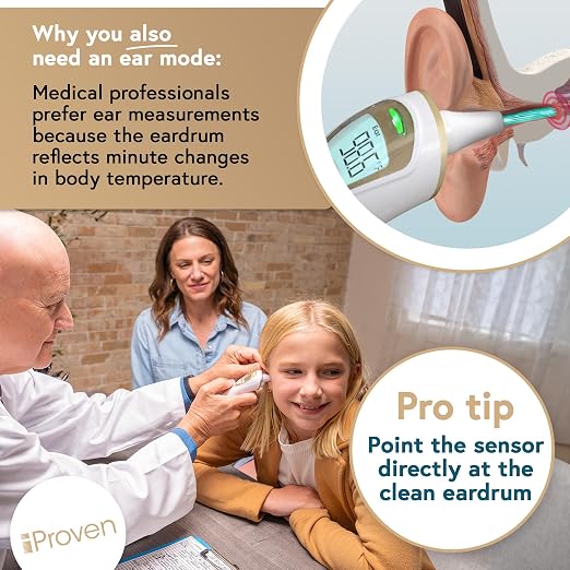 iProven Ear Thermometer with Non-Touch Forehead Function, Superior Accuracy | For Adults, Kids & Babies, Pro Series Premium Digital Thermometer, for Adults and All Ages