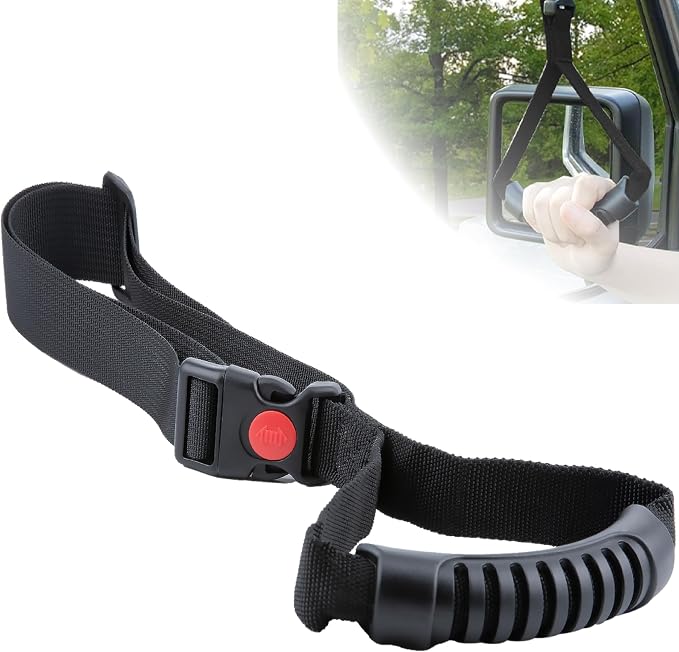 ecocstm Car Adjustable Grab Handles, Car Handle Strap Assist for Elderly | Car Door Handle, Safety Handle Portable Vehicle Support Grab Bar for Trucks, SUVs, Vans, Cars and ATVs (Black)