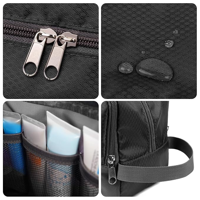 WANDF Travel Toiletry Bag for Men, Small Dopp Kit for Toiletries | Water-Resistant Fabric, Travel Bag for Toiletries, Compact Storage, Shaving Accessories, Weekend Trips
