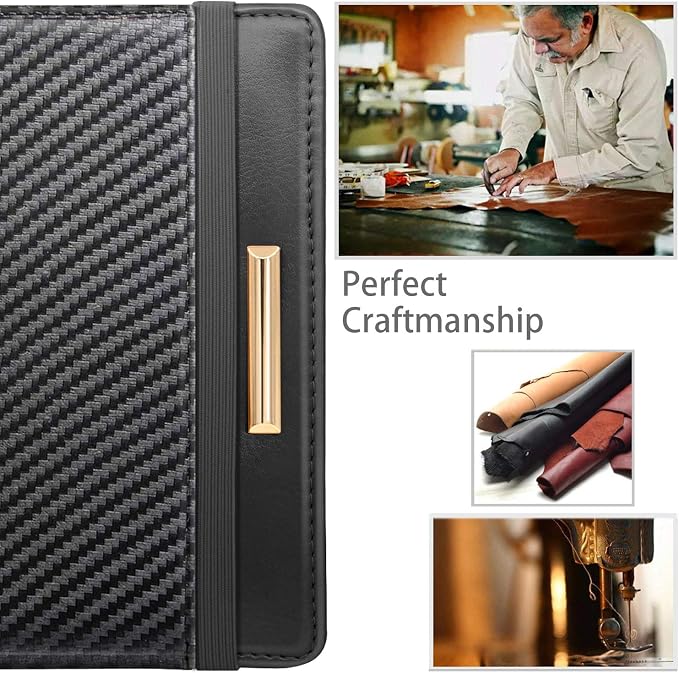 Coco Rossi Passport Holder for Travel Men Slim RFID Passport Cover Wallet | Travel Essentials, Passport Book Holders, Passport Wallet Cover Case, PU Leather, Black, Thin, Spliced Design, Carbon Fibre