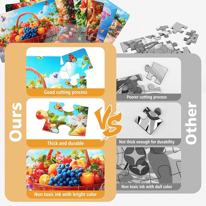 Large Piece Jigsaw Puzzles for Seniors with Dementia 6 Pack 20 Piece | Alzheimers Products for Elderly│Easy Memory Games, Cognitive Activities and Gifts for Patients in Nursing Homes