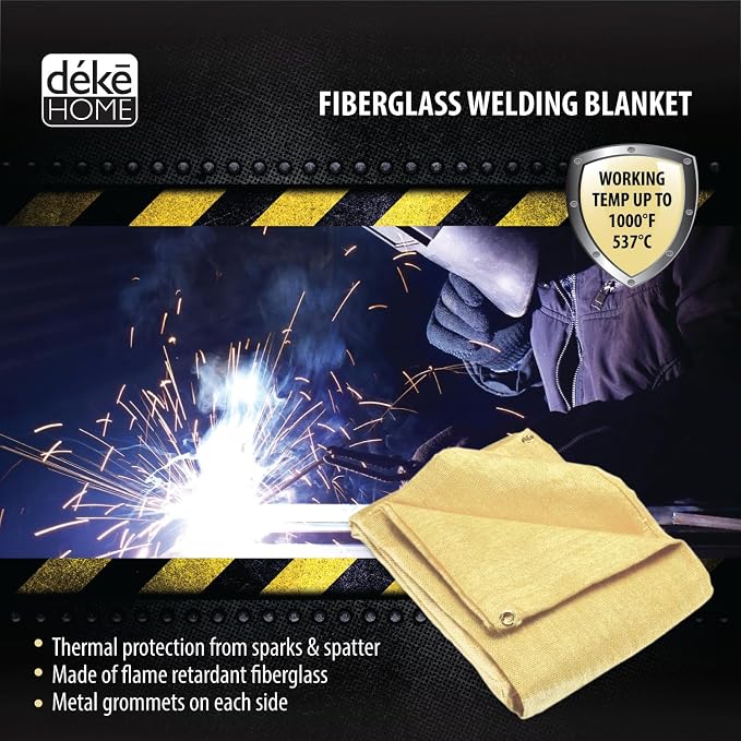 Deke Home - Fireproof Welding Blanket 4x6 ft (2 Pack), Heavy-Duty Fiberglass Fire Shield for Welding, Heat Resistant 1,000°F, Fire Retardant, Fireproof Insulation Blankets, Home, Kitchen & Industrial.