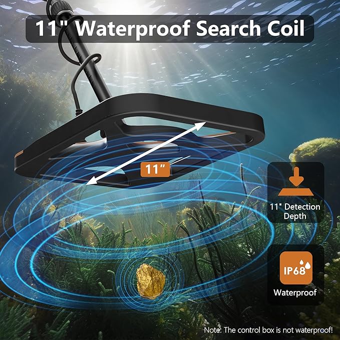 Metal Detector for Adults Rechargeable, 11" Professional Metal Detector for Gold & Silver, High Accuracy Waterproof Design, 5 Modes, Christmas Stocking Stuffers Gifts for Men/Dad, M55,Brown