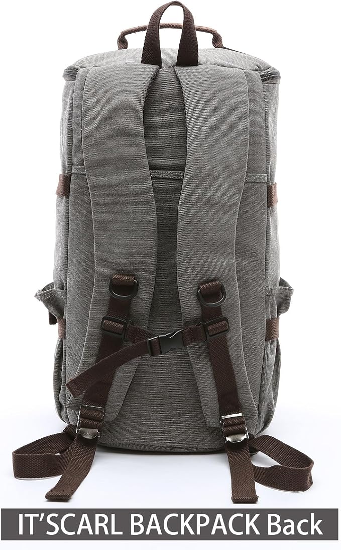 IT'SCARL Mens backpack, Large backpack for travel, Carry-on, canvas bag, 17 inch computer waterproof back pack(grey)