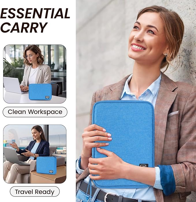 Electronic Organizer Travel Case, Slim Cable Accessories Pouch, Single Layer Tech Pouch & Cord Storage Bag for Chargers, Power Bank, SD Cards - Minimalist Travel Essentials