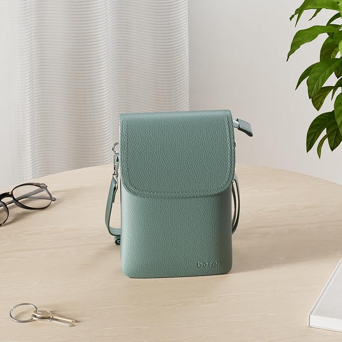 befen Genuine Leather Small Crossbody Bags for Women Cell Phone Travel Bag | Soft Real Leather, Adjustable Shoulder Strap, Card Slots, Compact Size, Daily Travel Shopping Outing Use, Phone Purse