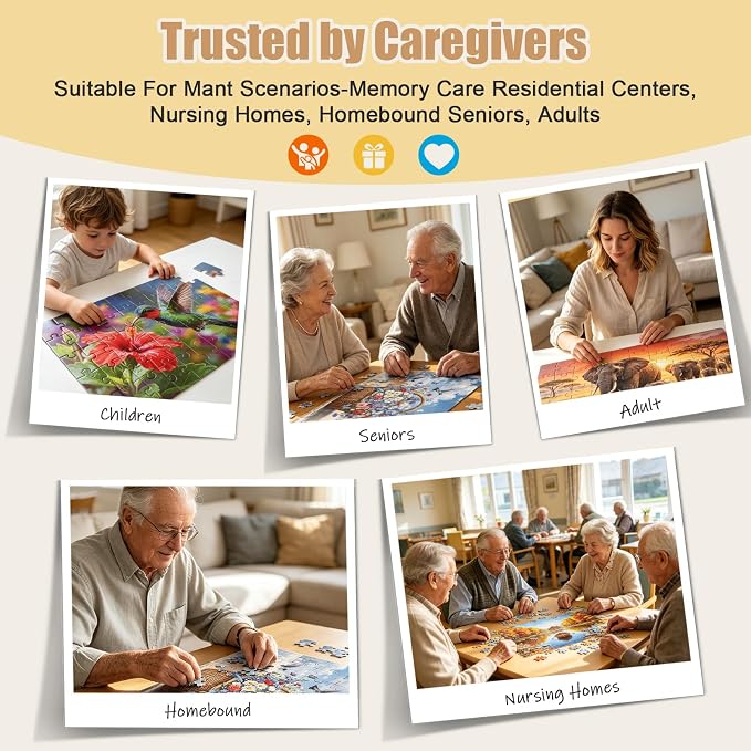 50-Piece Large Piece Puzzles for Seniors, 6 Pack Gift Box Set | Dementia & Alzheimer’s Puzzle Activity for Elderly Adults, Memory Care Game,Family Play, Caregiver Friendly (Vegetable)