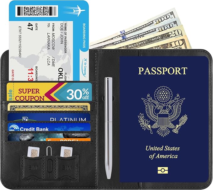 Passport Holder for Travel Essentials, RFID Passport Cover | Rfid Blocking Wallet, Synthetic Leather Case, Vacation Travel Accessories, For Women Men