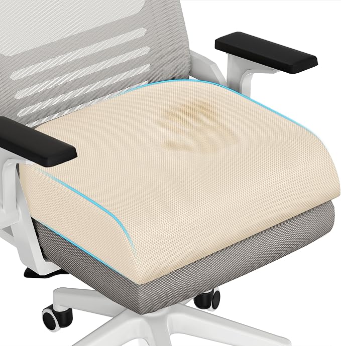 TranquilRelax 2XL Memory Foam Seat Cushion for Office Chair, 3.7-Inch, Khaki