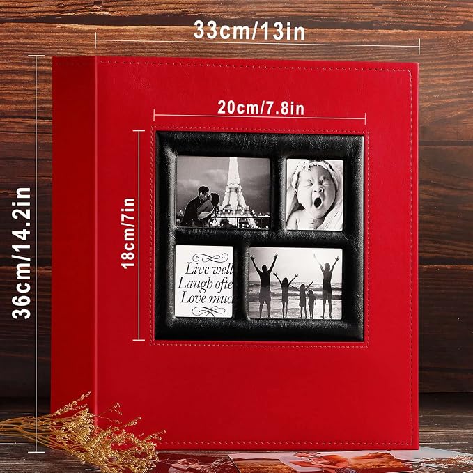Ywlake Photo Album 4x6 1000 Pockets Photos, Extra Large Capacity Family Wedding Picture Albums Holds 1000 Horizontal and Vertical Photos Red