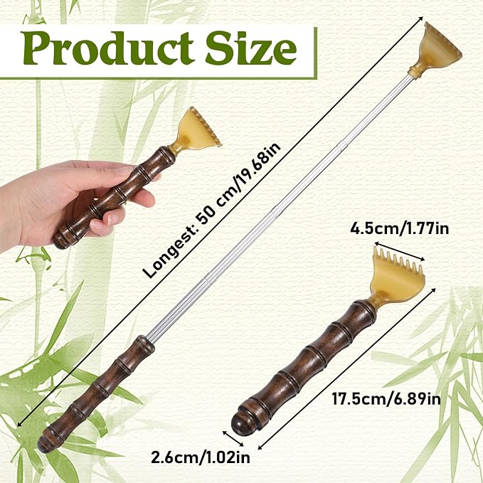 Retractable Back Scratcher, Bamboo Back Scratcher Portable Backscratchers for Men Women