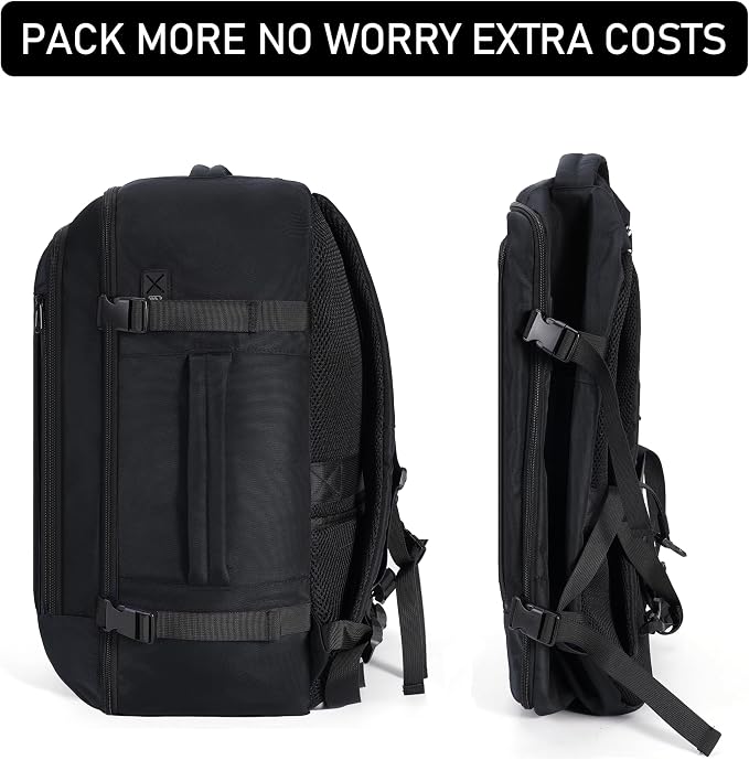 ECOHUB 35L TSA Friendly Travel Laptop Backpack for Men and Women, Large Carry-On Business Backpack with 17.3 In Laptop Compartment, Waterproof Oxford Fabric, Anti-Theft Pocket, Multiple Pockets, Black