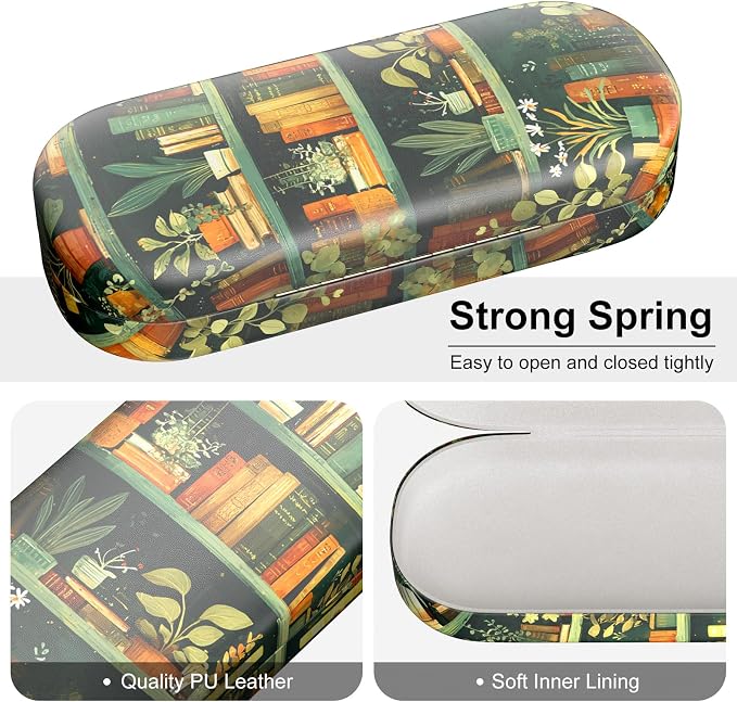 Hard Shell Leather Sunglasses Case,Classic Fashionable Cute Large Glasses Case for Women Men,Sunglass Eyeglasses