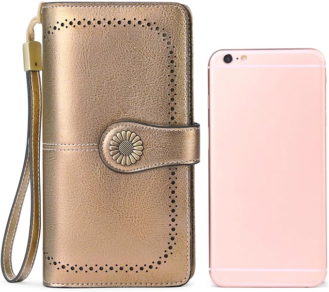 SENDEFN Wallets for Women Leather Credit Card Holder with RFID Blocking Large Capacity Wristlet | with RFID Blocking