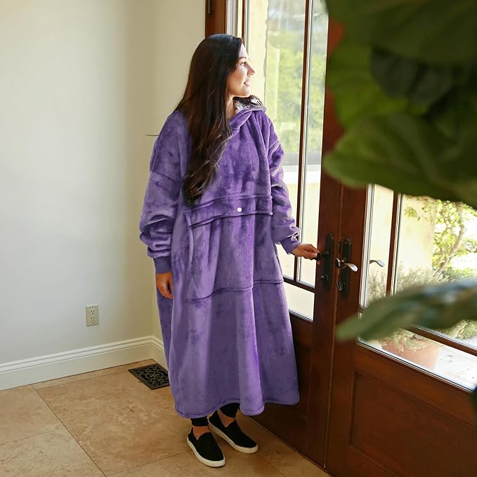 Catalonia Oversized Blanket Hoodie Sweatshirt, Wearable Sherpa Lounging Pullover for Adults Women Men