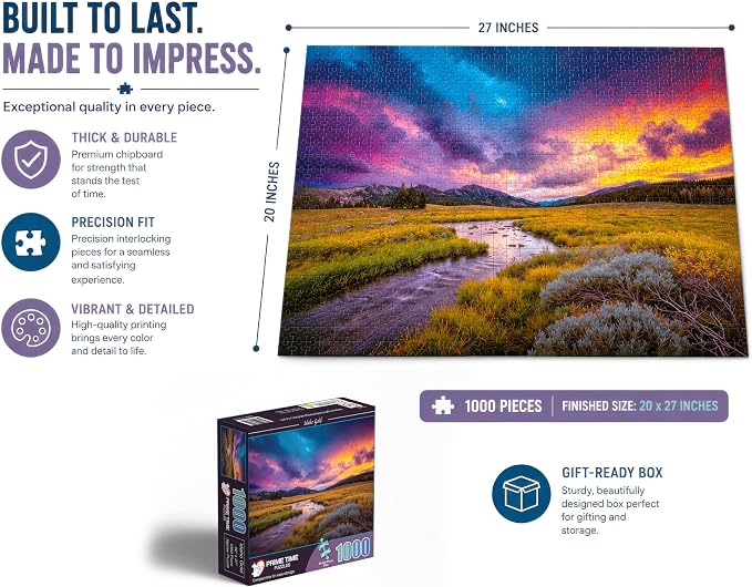 Adult Jigsaw Puzzle 1000 Piece Idaho Gold | Nature landscape design, 20x27 inches. Challenging build Great for game nights on a table, puzzleboard, or floor.