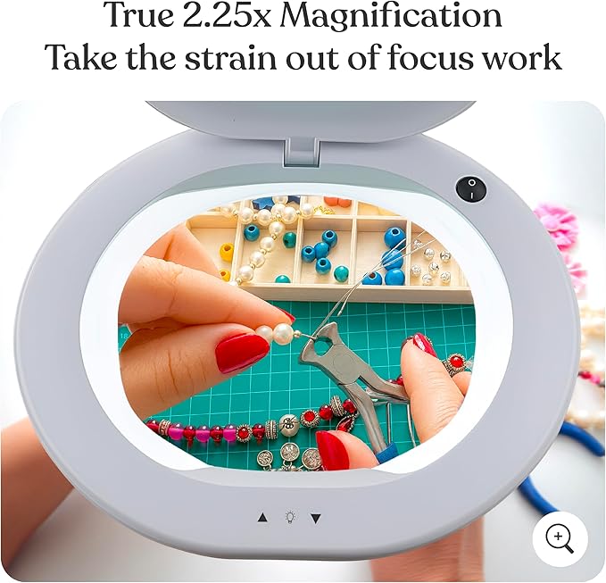 Brightech LightView Pro 2 in 1 Magnifying Floor Lamp & Table Lamp - Hands Free Magnifier with Bright LED Light for Reading - Work Light with Flexible Gooseneck - Standing Mag Lamp