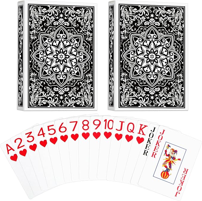 Playing Cards, Deck of Cards, Poker Cards, Jumbo Poker Size Large Print Playing Cards for Adults Seniors, Card Games for Family Game Night Table Games Magic Casino Theme Party (Black)