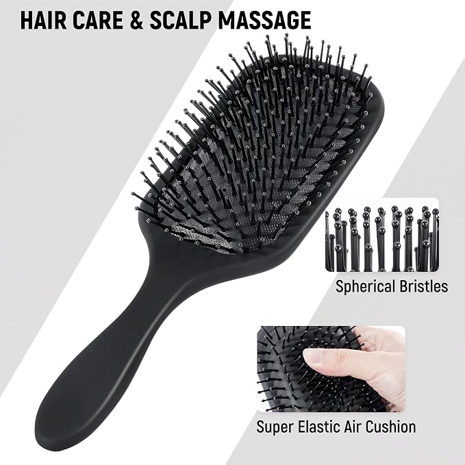 SALONSILK Hair Brush Comb Set, 5PCS Women Men Hair Brush & Styling Comb Set, Wide Tooth Rat Tail Fine Tooth Paddle Roller Combs, Professional Barber Tools for All Types