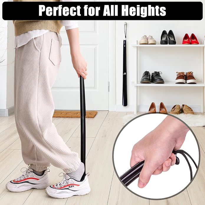 Nextnoid Shoe Horn Long Handle for Seniors - 16.5"-23" Straight & Sturdy Long Shoe Horn for Men, Women & Kids