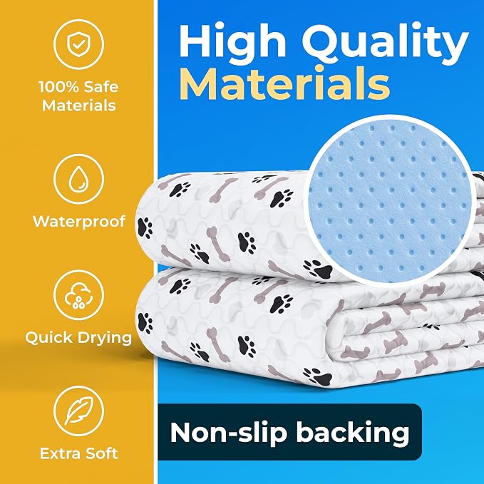 GREEN LIFESTYLE Washable Pee Pads for Dogs - Waterproof Reusable Puppy Pads with Anti-Slip Backing, Pet Training Pad for Puppy Playpen, Crate, Whelping Box, Potty Training (Pack of 2 - 41x41)