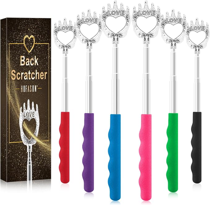 HOFASON 6 Pack Back Scratcher, Fathers Day Dad Gifts, Stocking Stuffers for Adults Women Men, Easter Basket Stuffers, White Elephant Gifts, Prizes for Adult, Birthday Gift for Mom Dad Wife Husband