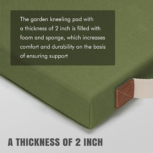 HappyPicnic Extra Thick Kneeling Pad, 1 Pack, Green, 17.5 x 11 x 2in | Soft High-density Foam knee support, with Handle, Easy to Clean, for Gardening, Yoga, Prayer, Housework, Exercise
