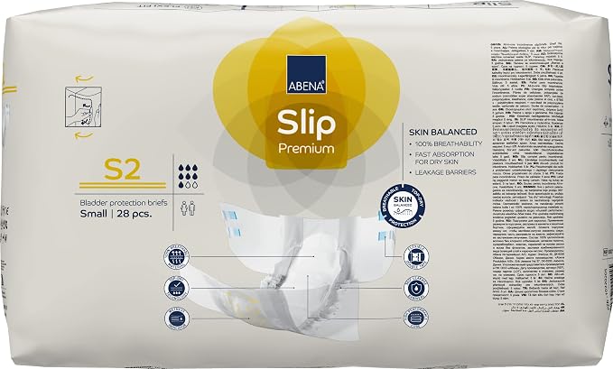 Abena Slip Premium Incontinence Briefs, Level 2, (Extra Small To Extra Large Sizes), Small, 28 Count