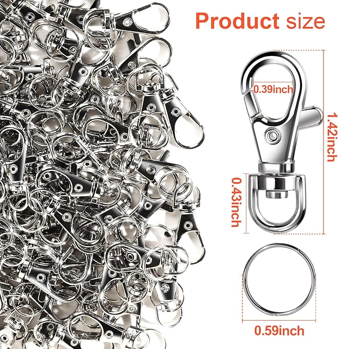 LEOBRO 240PCS Lobster Claw Clasps and Key Rings, Keychain Making Kit, 120PCS Keychain Clips and 120PCS Key Chain Ring, for Keychains, Lanyard, Jewelry Making, Art Crafts, Silver