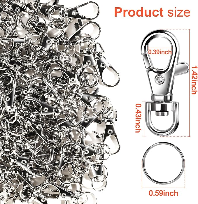 LEOBRO 60PCS Lobster Claw Clasps and Key Rings, 30PCS Keychains Clips and 30PCS Key Chain Ring, Keychain Making kit for Key Chain, Jewelry Making, Art Crafts, Silver