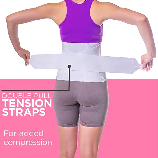 BraceAbility Women's Back Brace for Female Lower Back Pain - Lightweight Soft White Elastic Lumbar Compression Support Belt is Discreet Under Clothes for Ladies, Nurses, Walking (L)