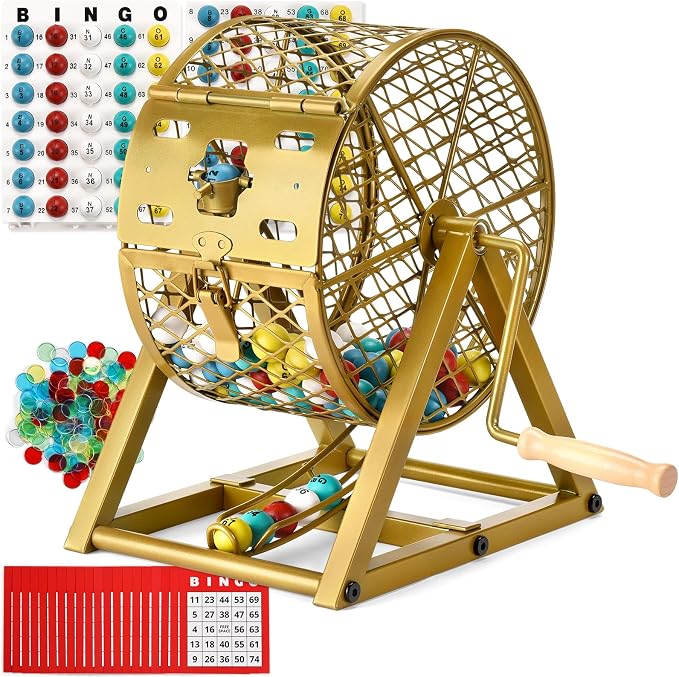 GADFISH 12" Bingo Game Set, Bingo Sets Adults for Large Group Seniors, 0.78" Bingo Balls with Steel Cage, 30 Cards, Board and Chips for Adults Parties, Game Night, Community