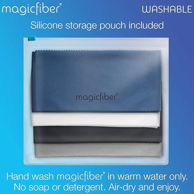MagicFiber Ultra-Soft Microfiber Glasses & Sunglasses Pouch Case (4 Color Pack) Slim Eyeglass & Sunglass Sleeve with Built‑in Cleaning Cloth, Eye Glass & Sun Glass Wrap for Eyewear, Phone, Men, Women